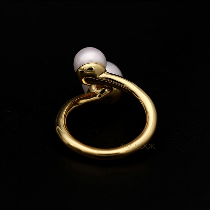 Gold Plated Pearl Scarf Rings - Awulook