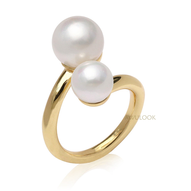 Gold Plated Pearl Scarf Rings - Awulook