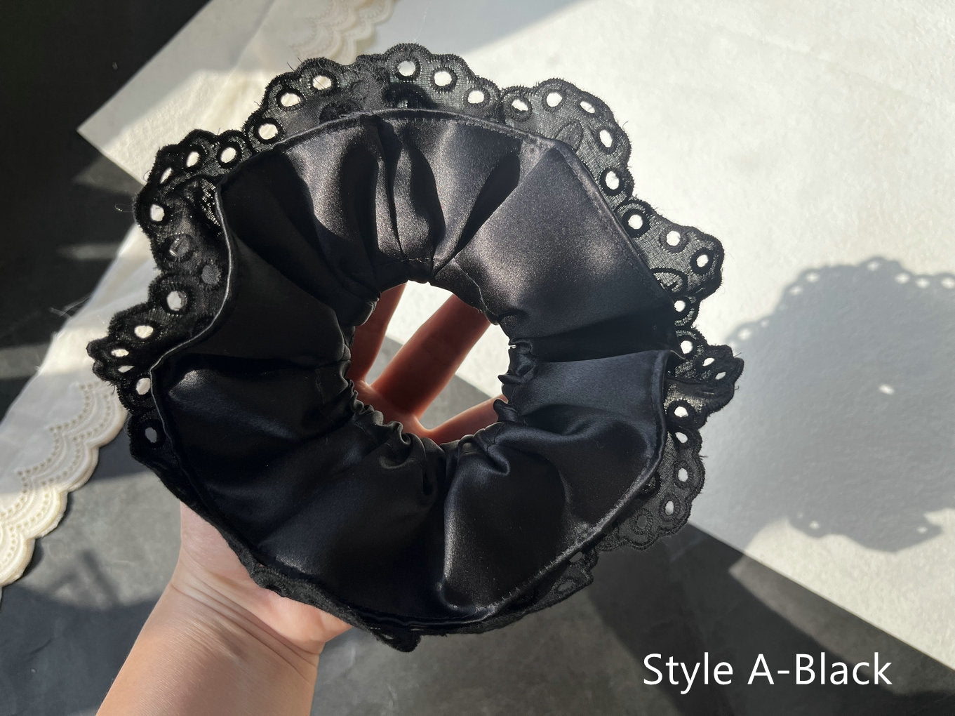 Oversized Silk Lace Scrunchie