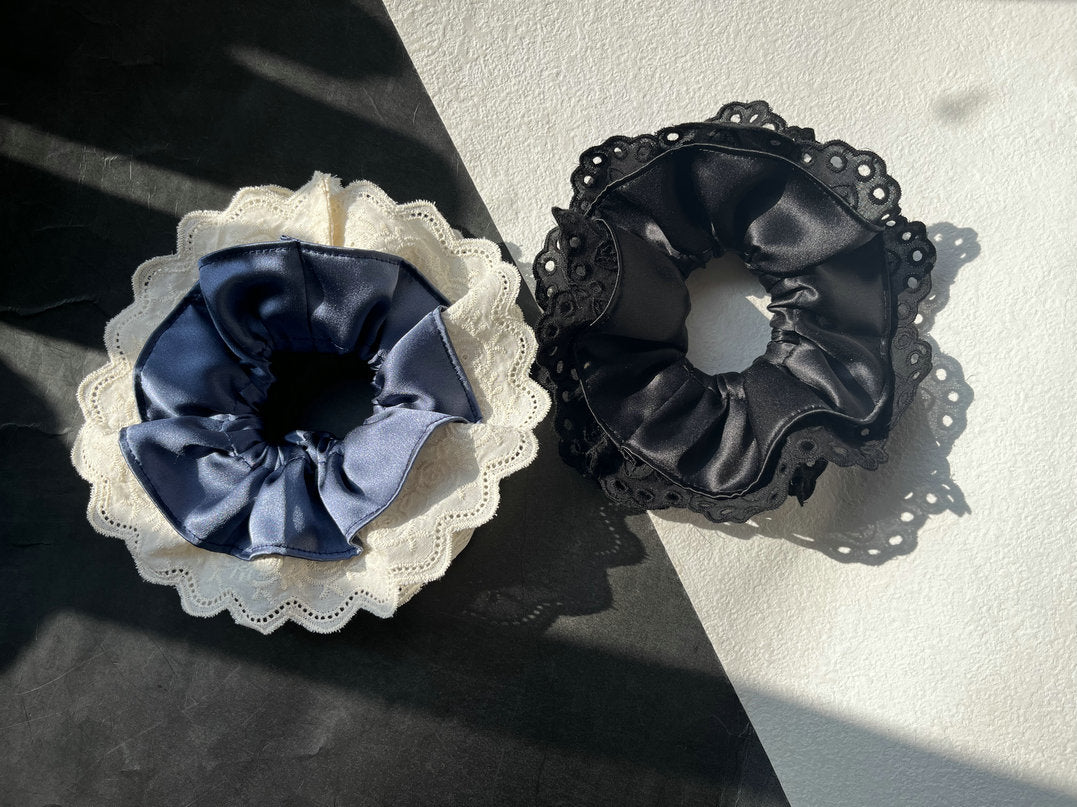 Oversized Silk Lace Scrunchie