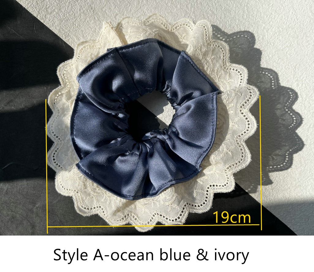 Oversized Silk Lace Scrunchie