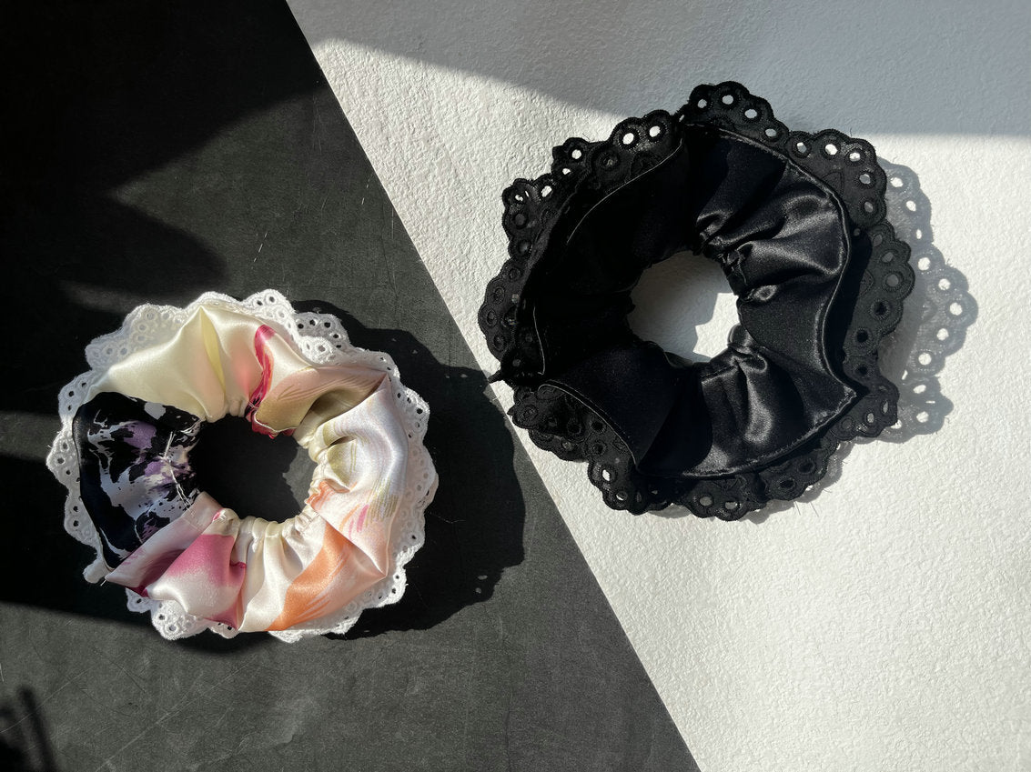 Oversized Silk Lace Scrunchie