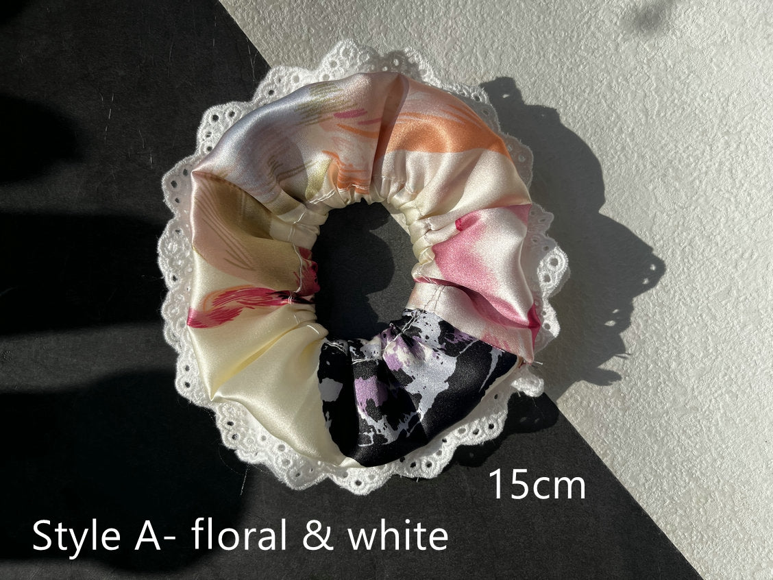 Oversized Silk Lace Scrunchie