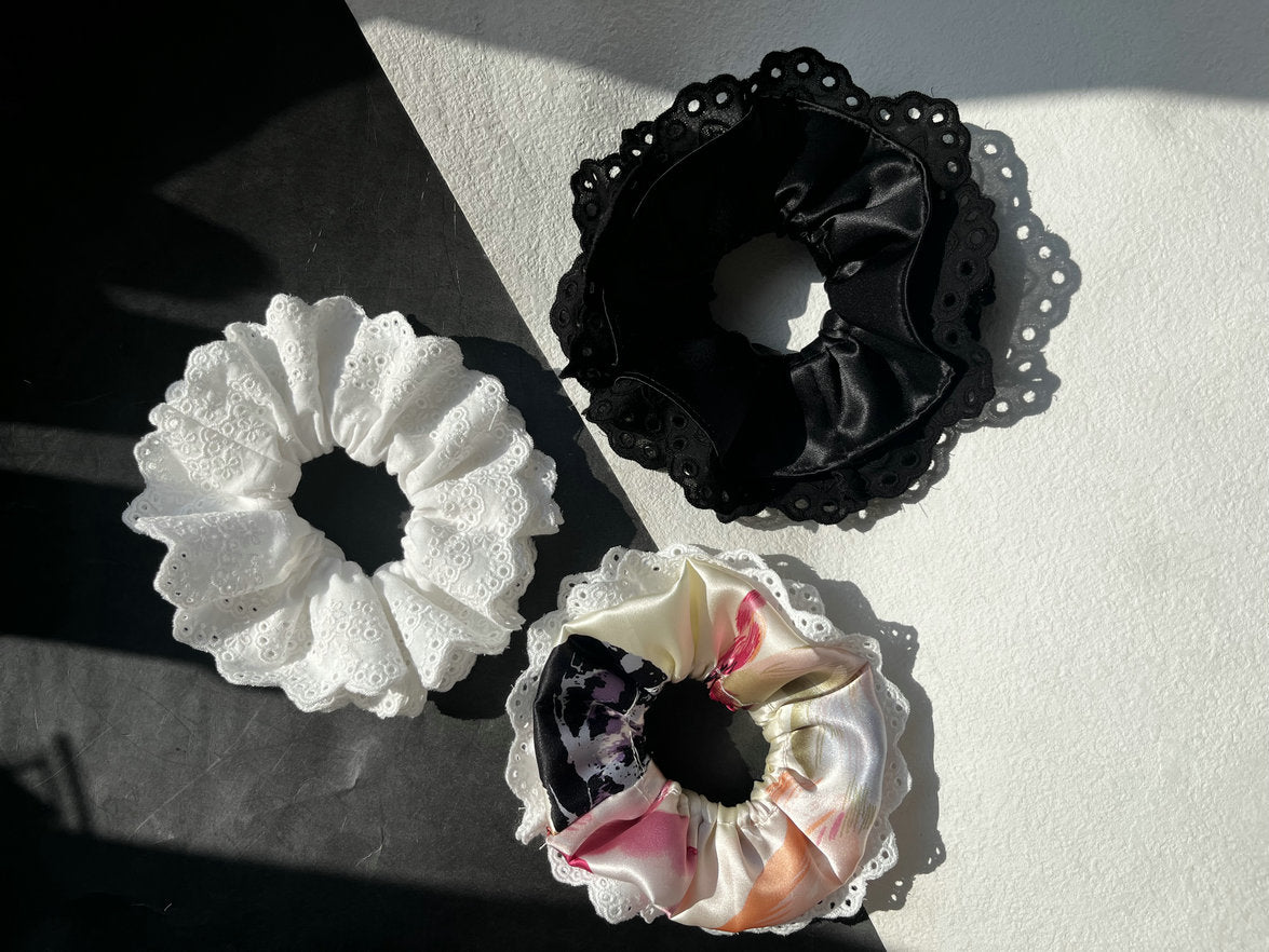 Oversized Silk Lace Scrunchie