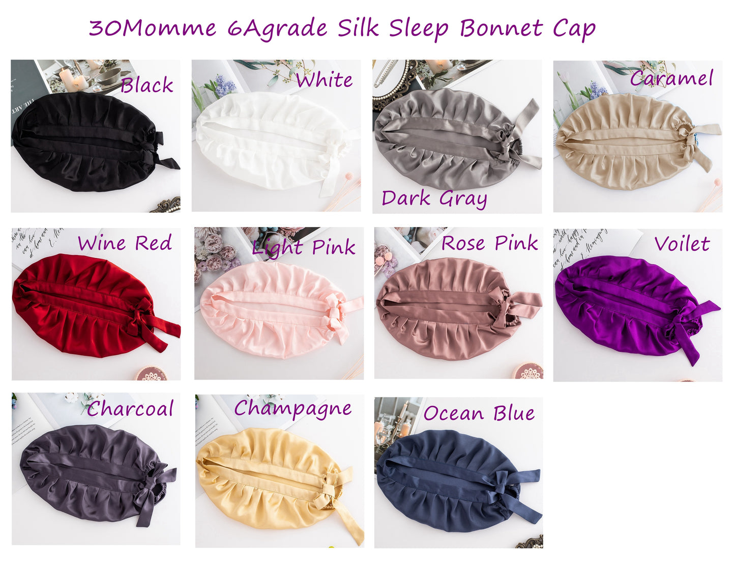 30Momme Adjustable Silk Night Hat - Awulook