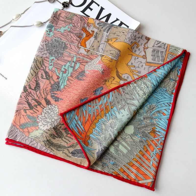 70cm Square Silk Cashmere Scarf, Double-sided printed