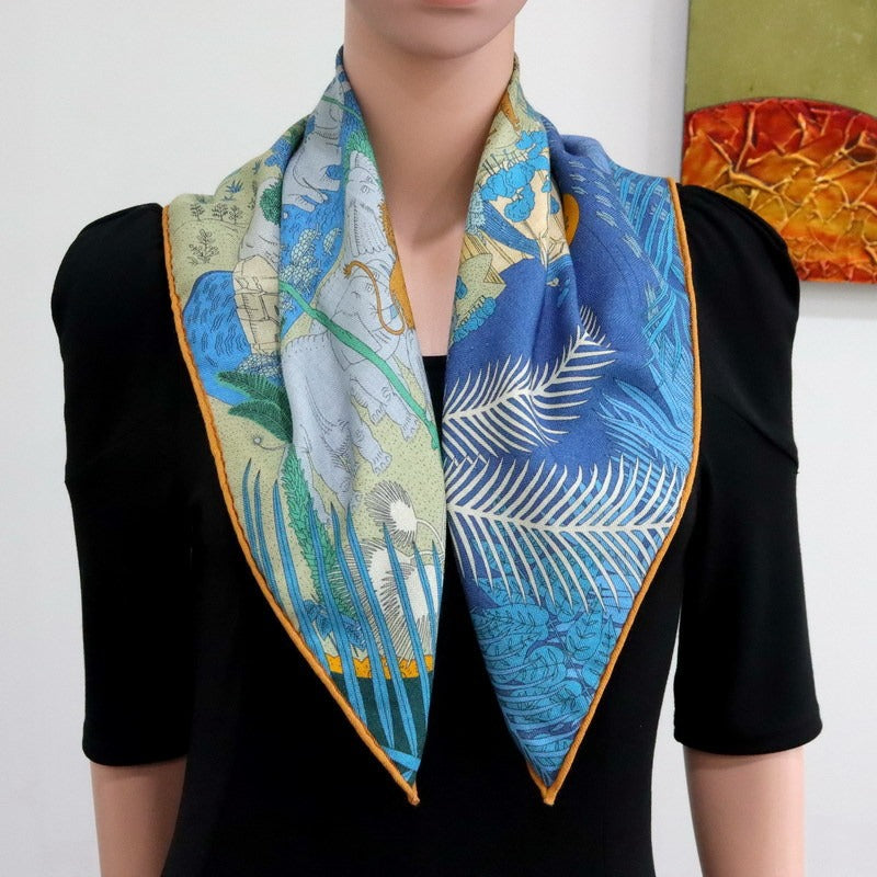 70cm Square Silk Cashmere Scarf, Double-sided printed