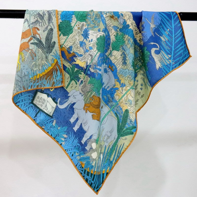 70cm Square Silk Cashmere Scarf, Double-sided printed