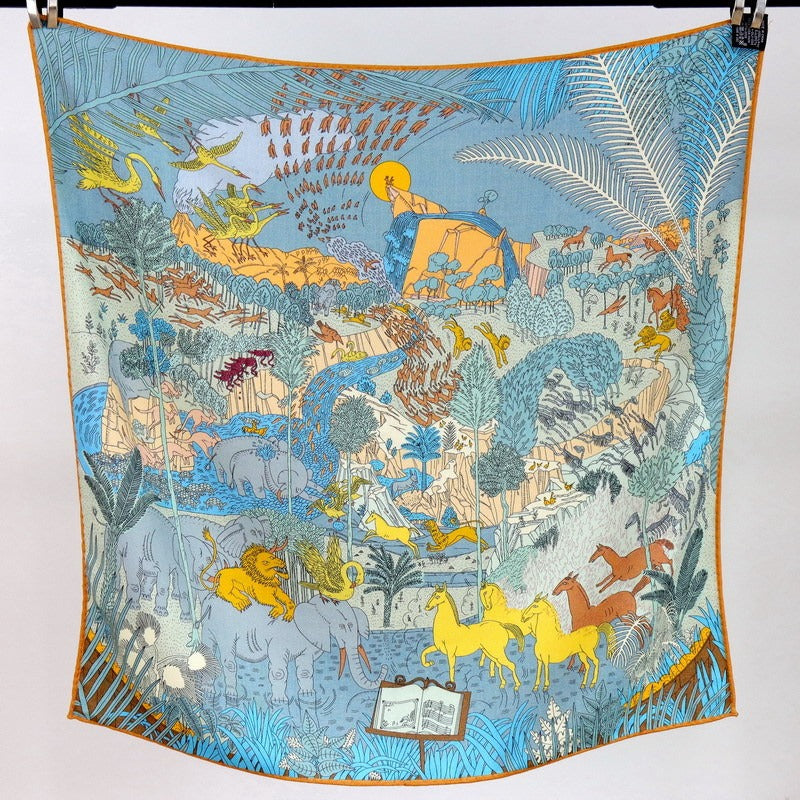 70cm Square Silk Cashmere Scarf, Double-sided printed