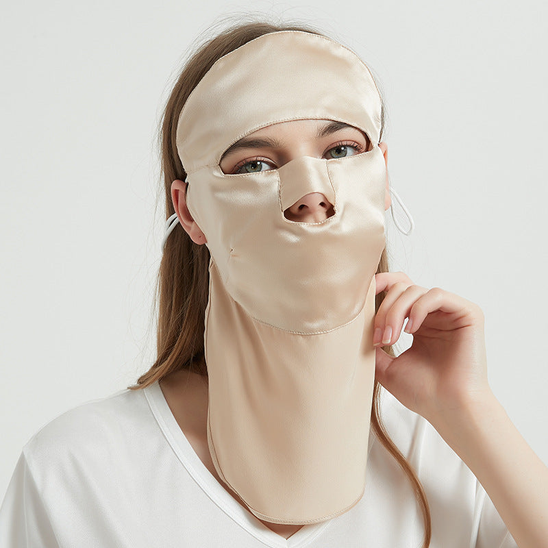 Masque facial et cache-cou en soie à protection complète