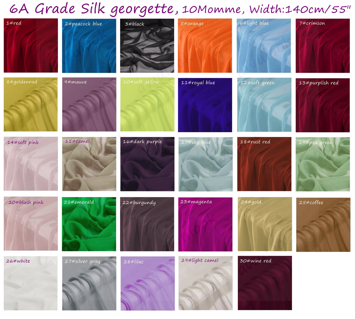 100% Pure Silk Georgette, 10 momme