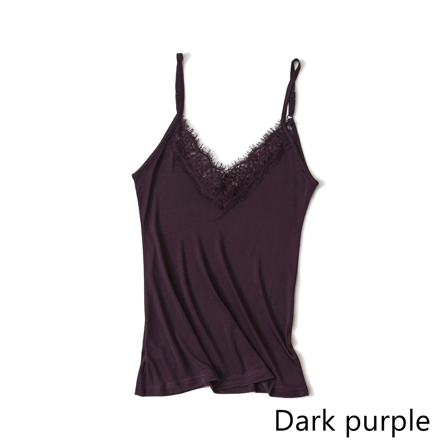 Women Knit Silk Camisole, Eyelash Lace Trim