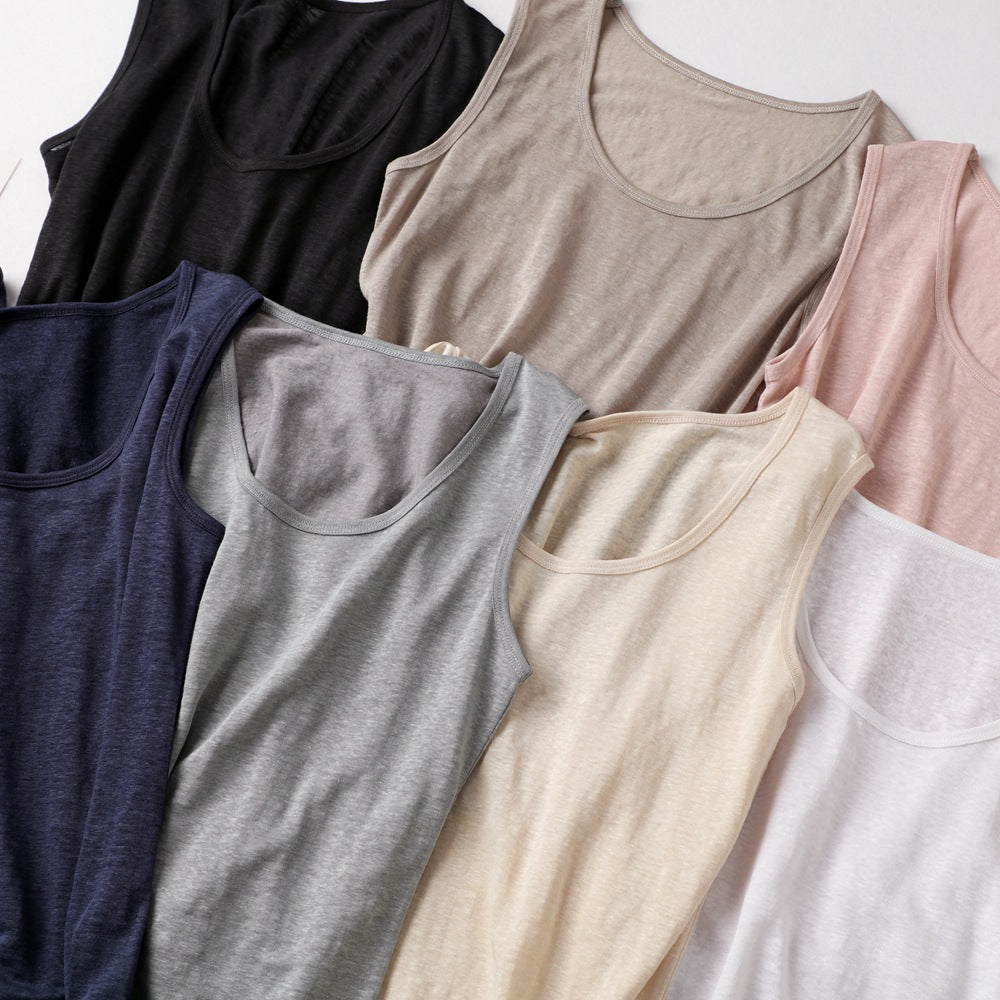 Women Silk Linen Tank Top, 7 Colors