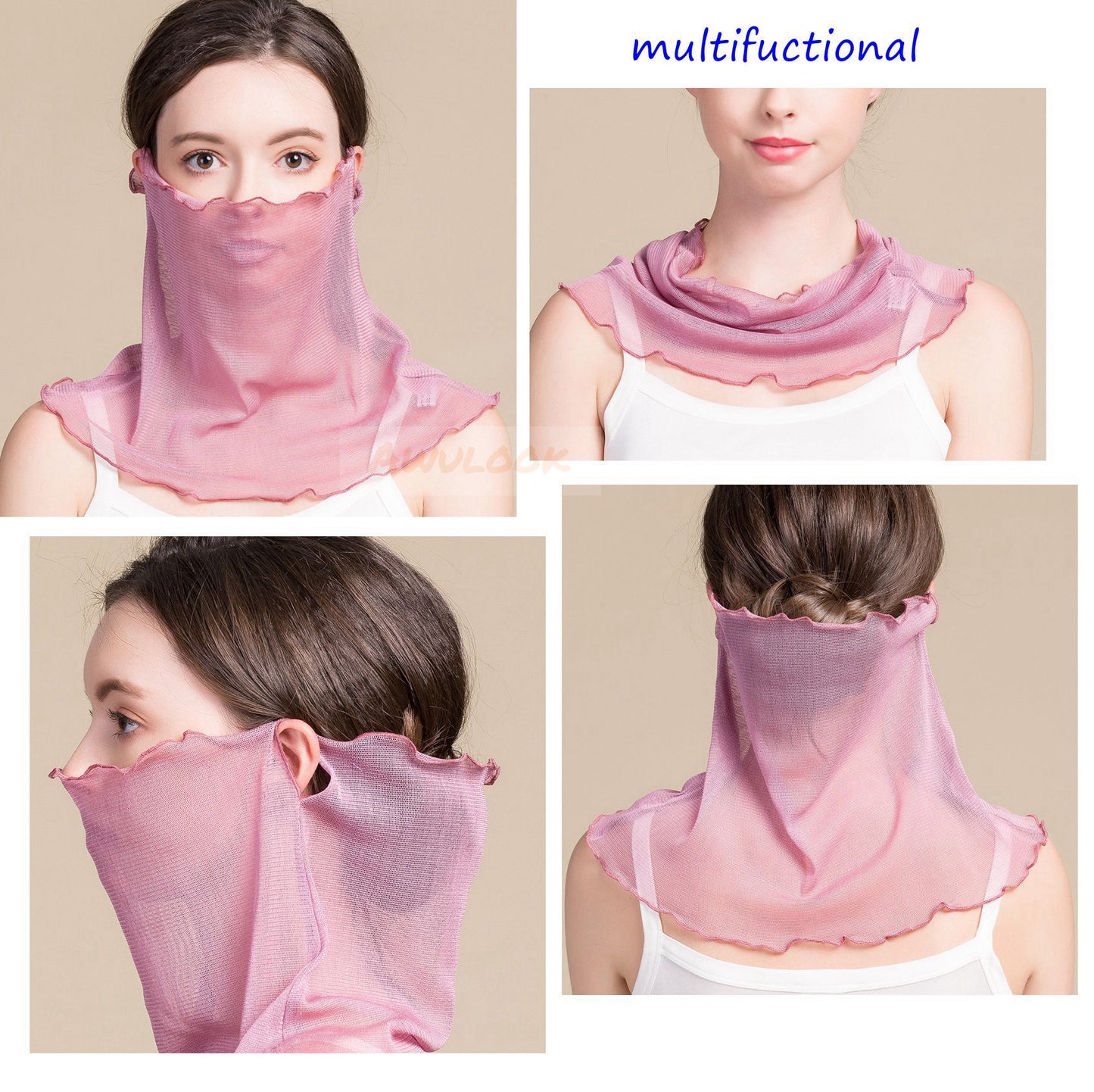 Silk Mask Scarf, Neck Gaiter, UV Protection