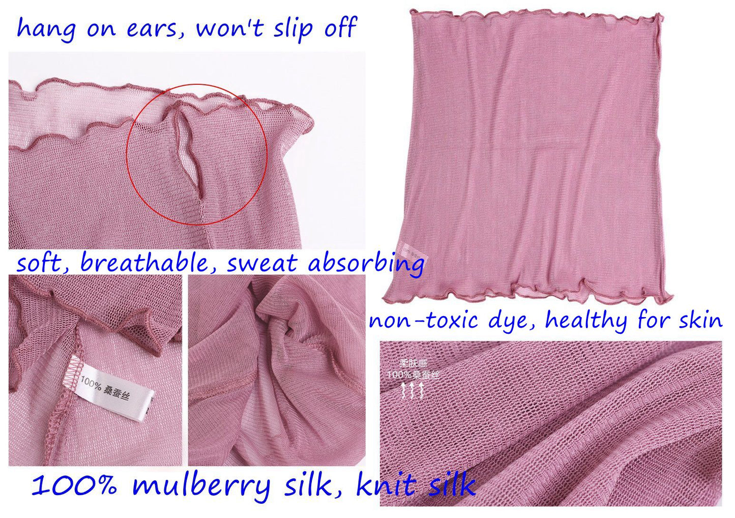 Silk Mask Scarf, Neck Gaiter, UV Protection