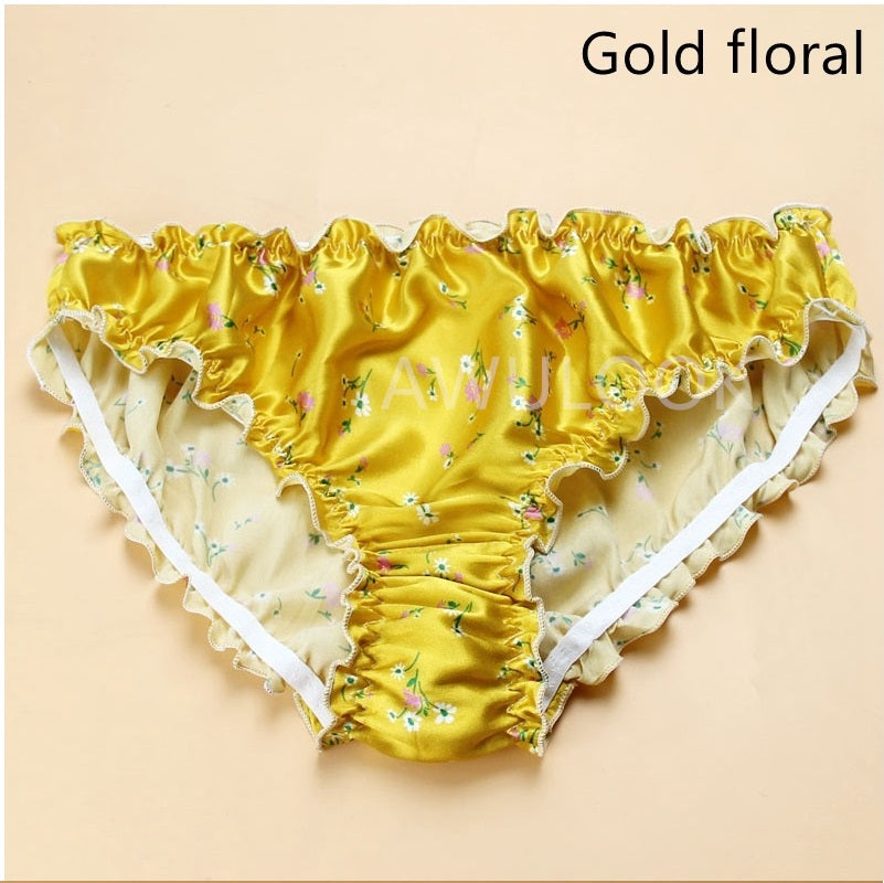 Women Silk Ruffled Pantie, Mid-waist