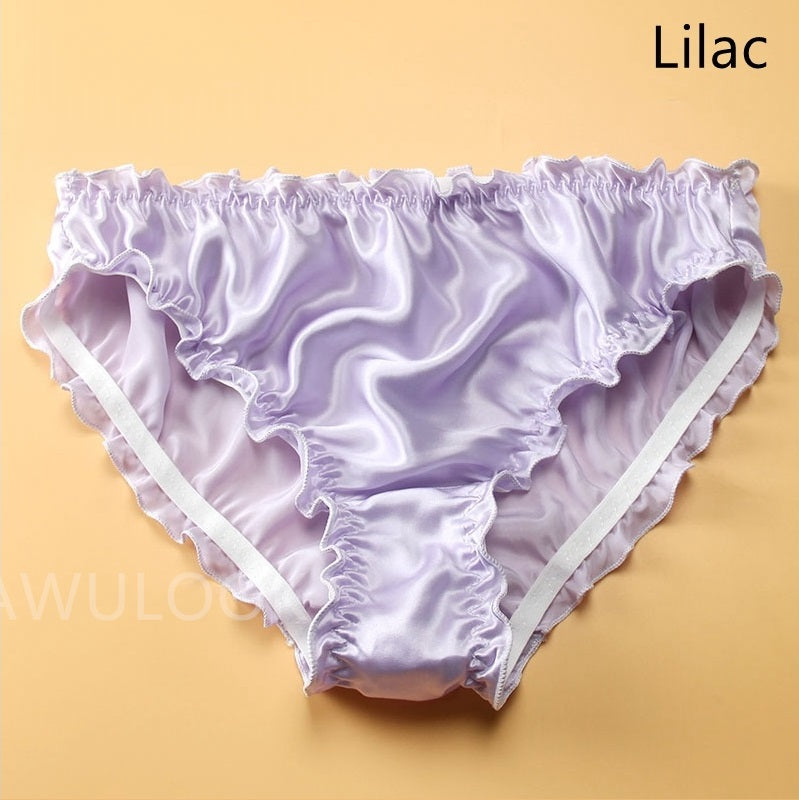 Women Silk Ruffled Pantie, Mid-waist