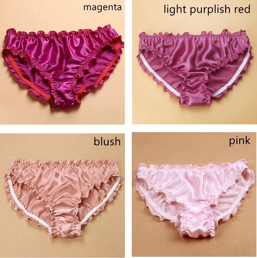 Women Silk Ruffled Pantie, Mid-waist