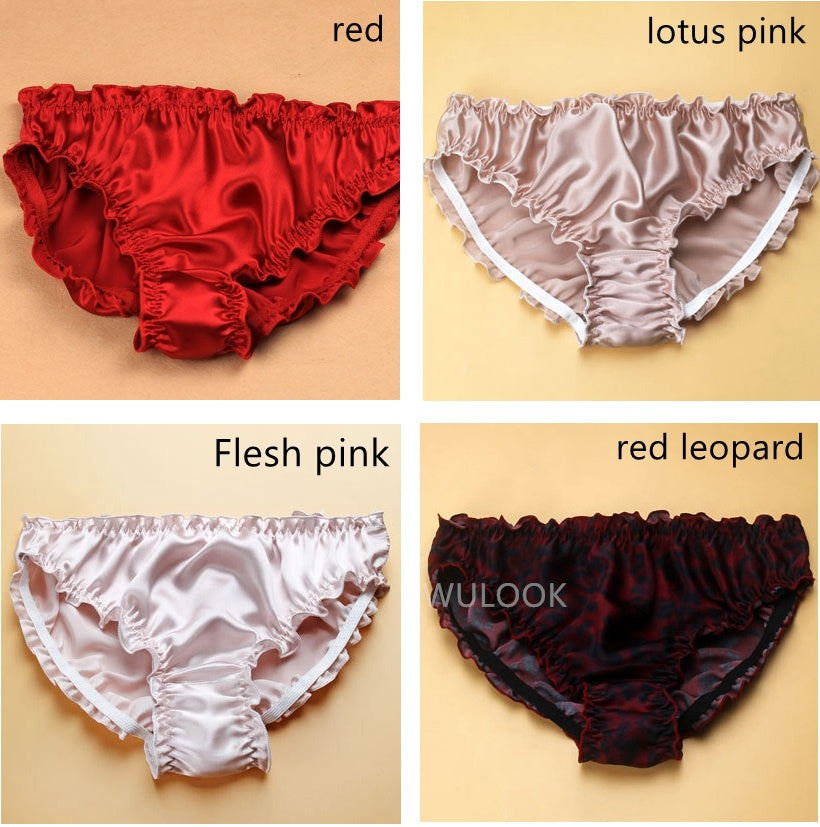 Women Silk Ruffled Pantie, Mid-waist