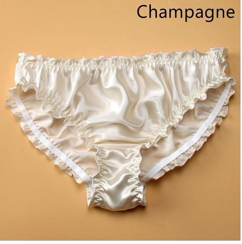 Women Silk Ruffled Pantie, Mid-waist