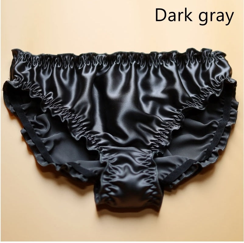 Women Silk Ruffled Pantie, Mid-waist