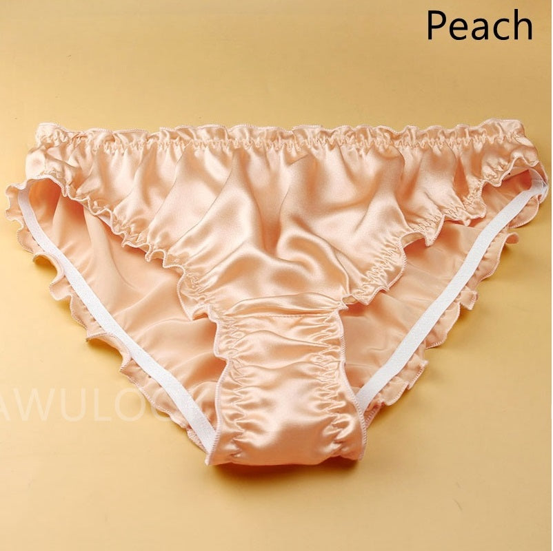 Women Silk Ruffled Pantie, Mid-waist