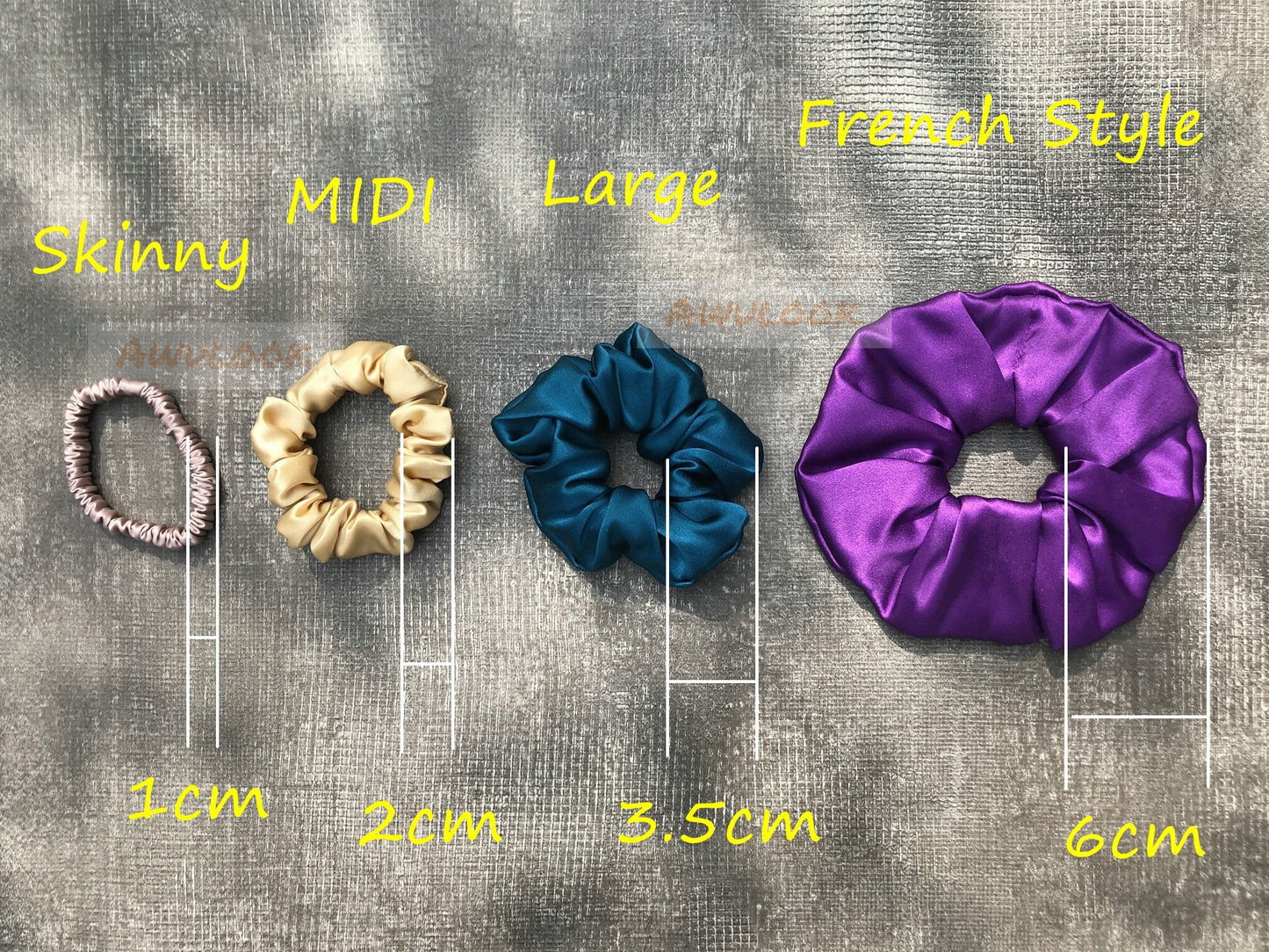 Scrunchies 100% Soie de Mûrier, 30 couleurs