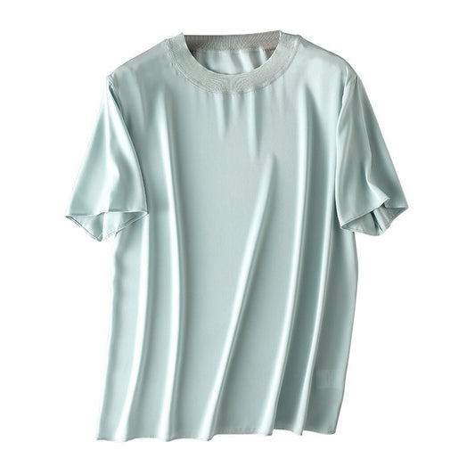 Women Silk T-shirt, 19momme stretch silk charmeuse