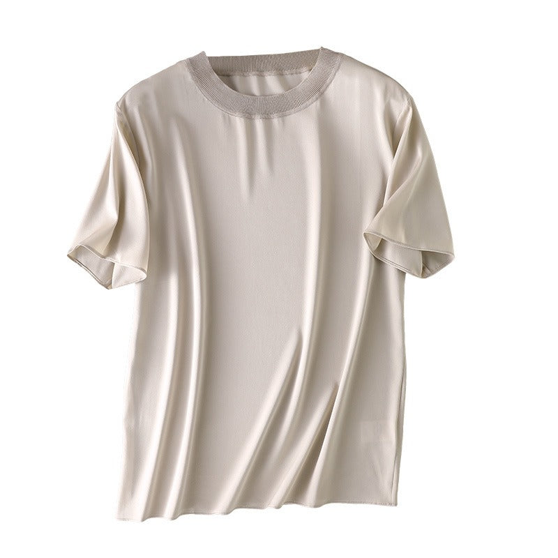 Women Silk T-shirt, 19momme stretch silk charmeuse