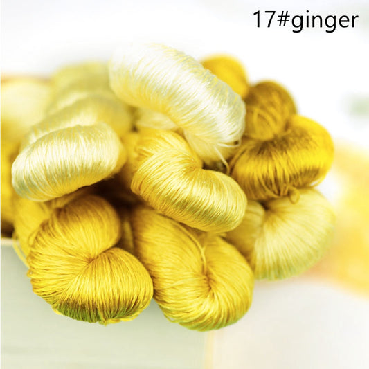 100% Mulberry Silk Embroidery Thread Skeins, Yellow colors