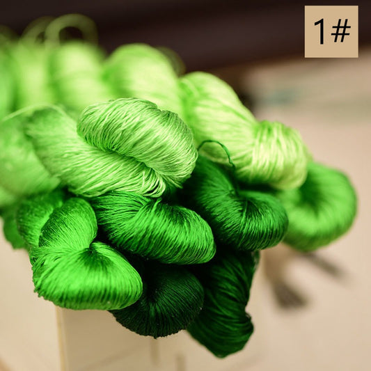 100% Mulberry Silk Embroidery Thread Skeins, 1# green colors