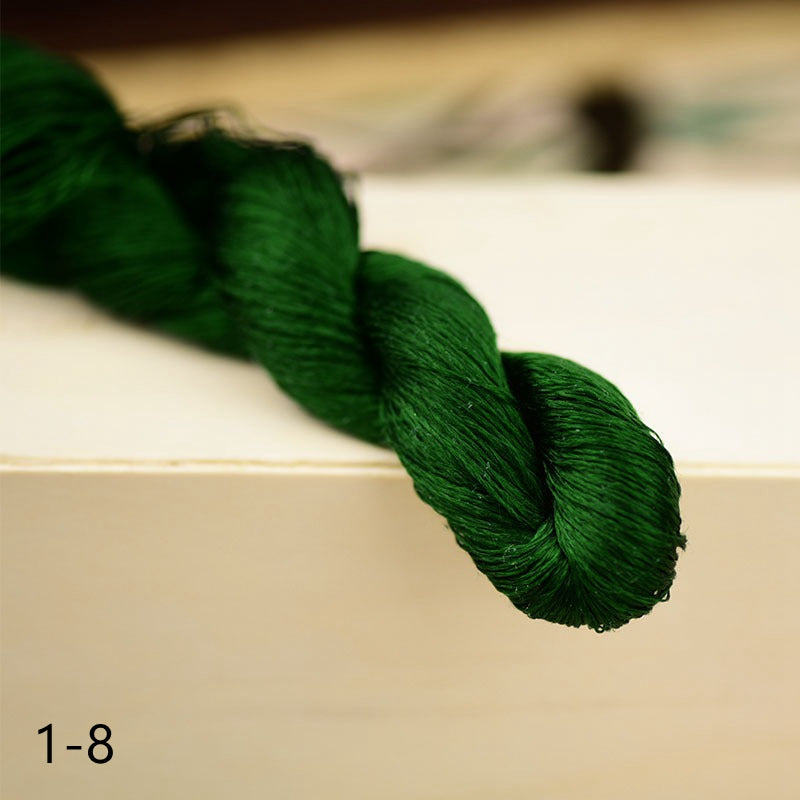 100% Mulberry Silk Embroidery Thread Skeins, 1# green colors