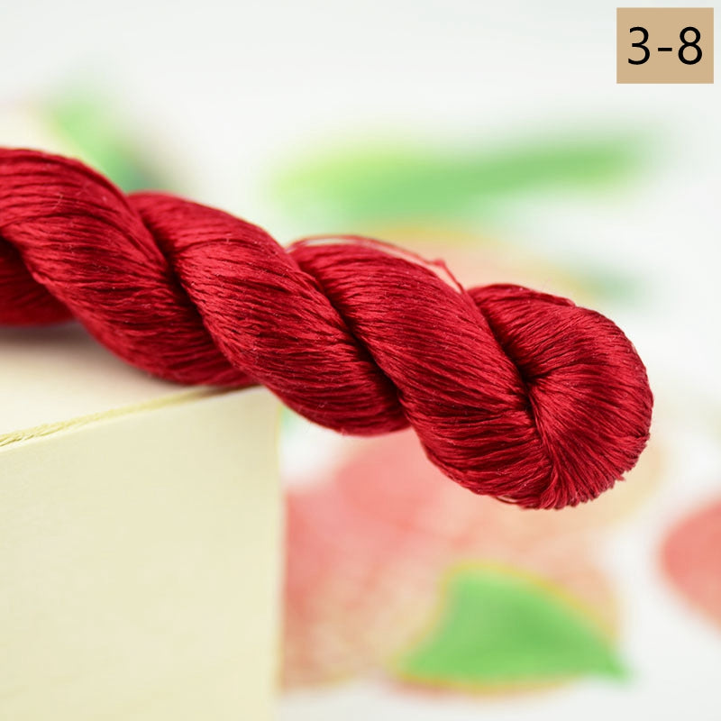 100% Mulberry Silk Embroidery Thread Skeins, 3# red colors