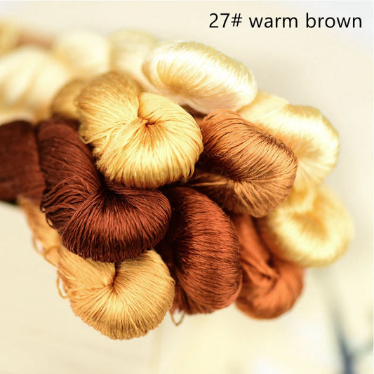 100% Mulberry Silk Embroidery Thread Skeins, Brown colors