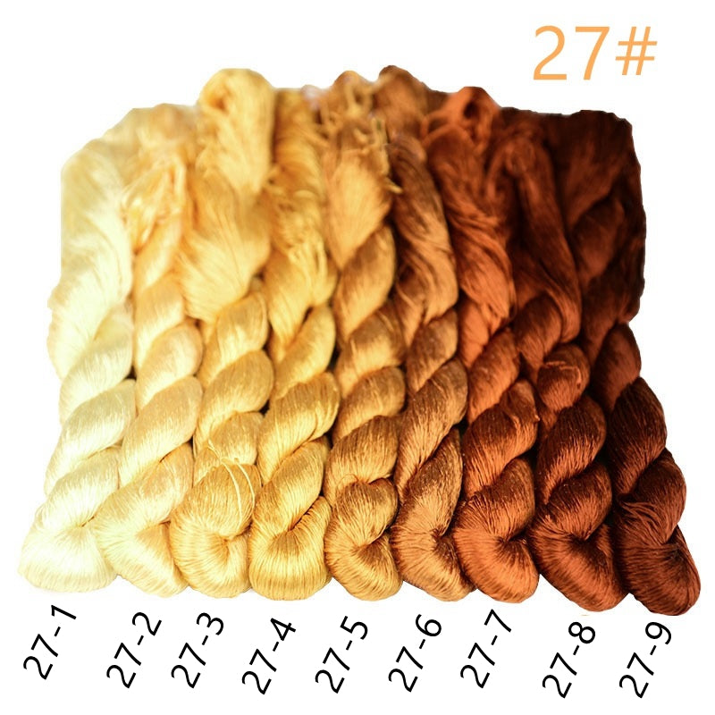 100% Mulberry Silk Embroidery Thread Skeins, Brown colors