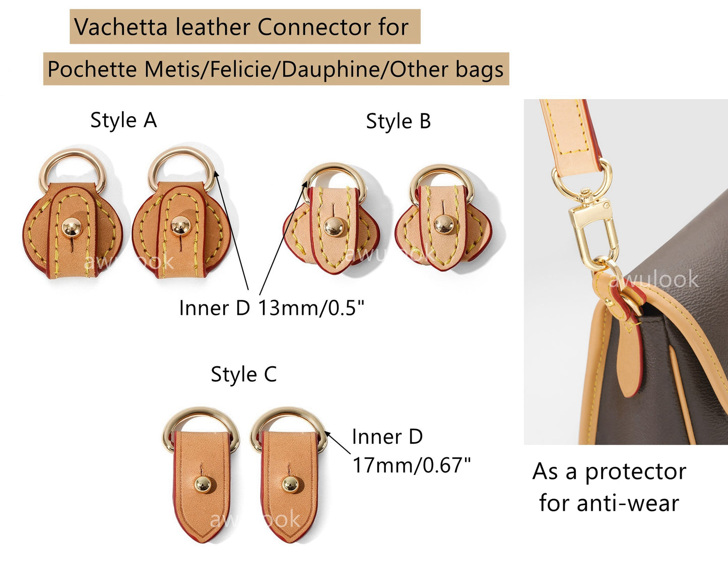 Togo Leather Ring Connector/Protector for birkin/kelly/garden