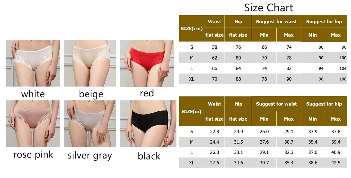 Women 100% Silk Panties, Mid waist