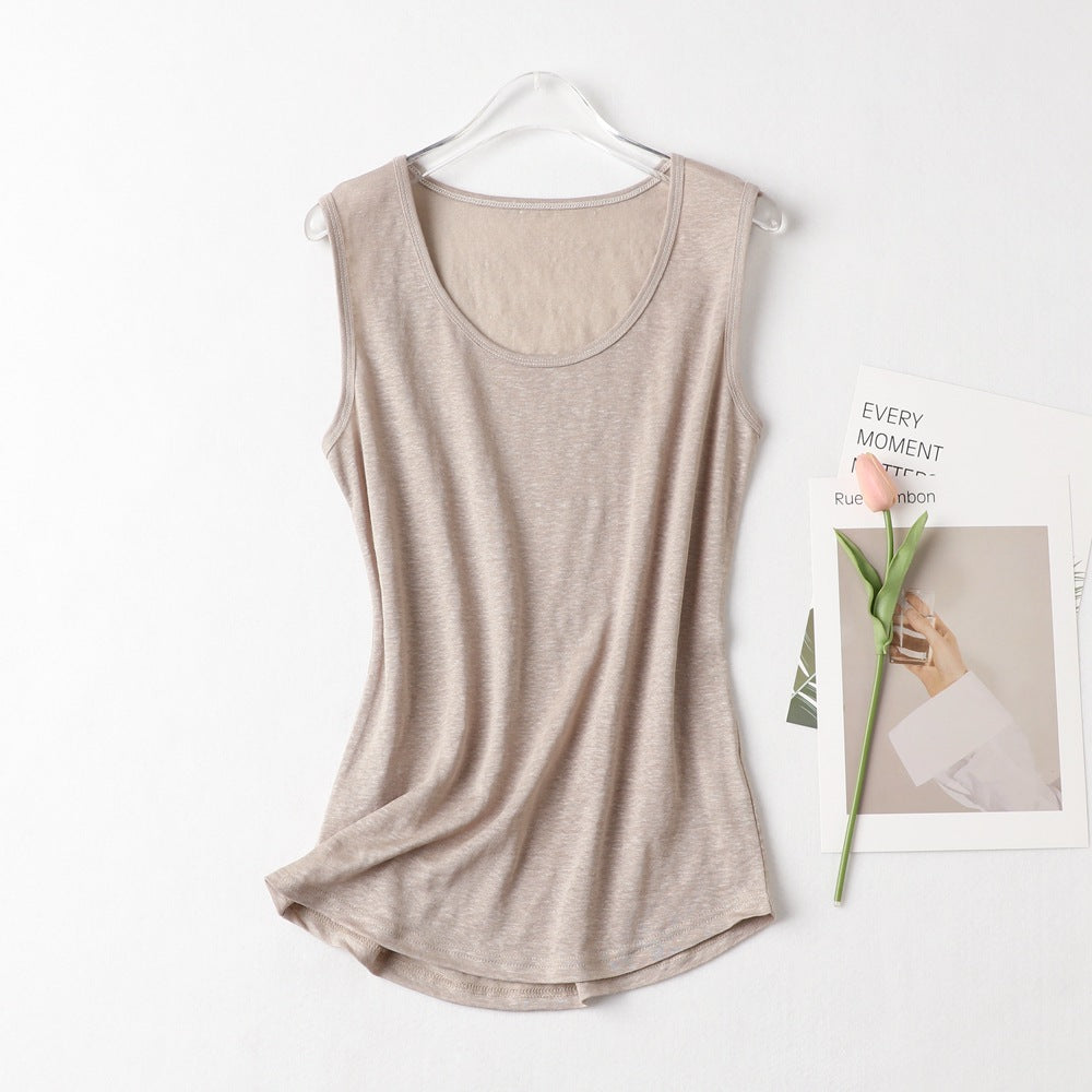 Women Silk Linen Tank Top, 7 Colors