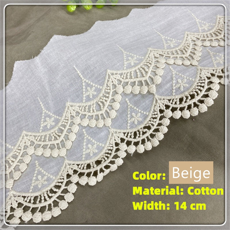 Embroidered Cotton Lace Trim, Scalloped Border Trim