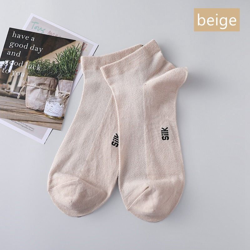 Men Silk Boat Socks