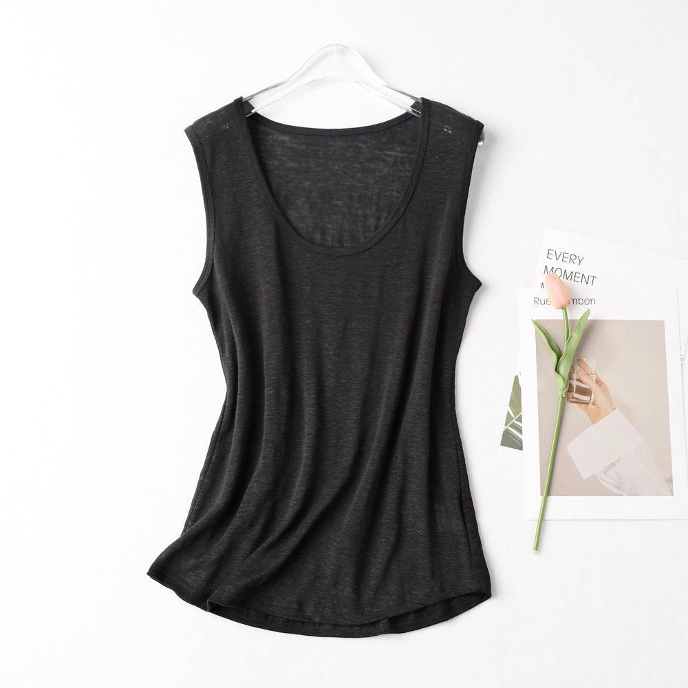 Women Silk Linen Tank Top, 7 Colors