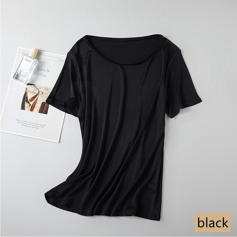 Women 100% Silk T-shirt, Round Neck