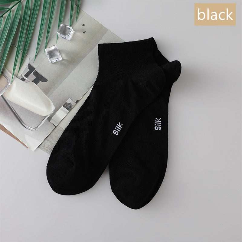 Men Silk Boat Socks