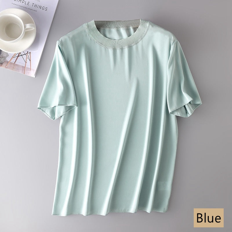 Women Silk T-shirt, 19momme stretch silk charmeuse