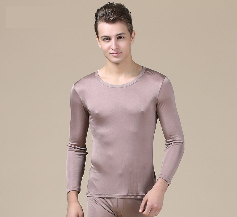 MEN Mulberry Silk Thermal Set/Leggings/Shirts, Round neck