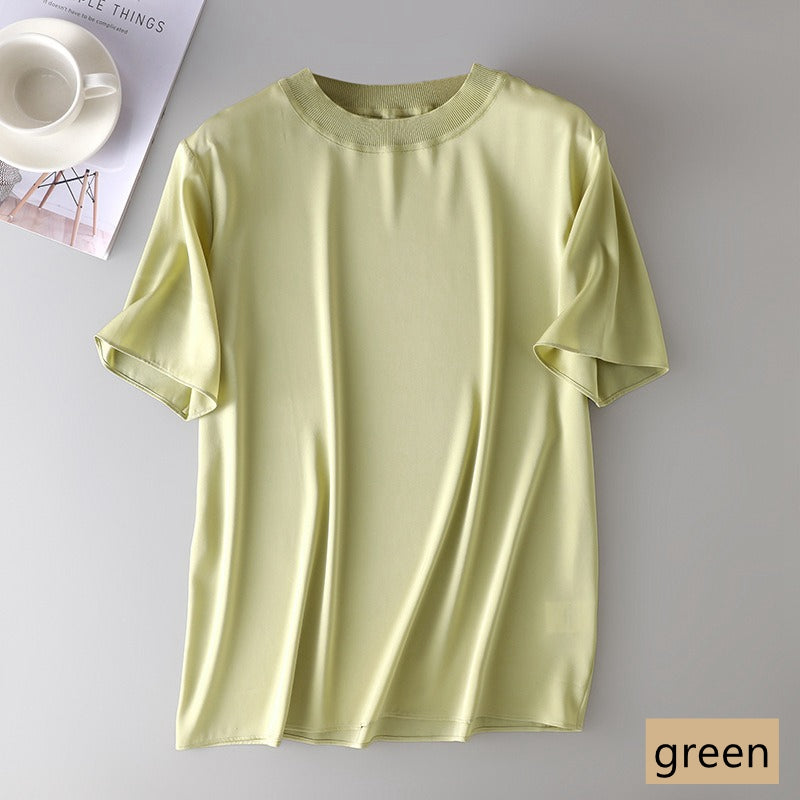 Women Silk T-shirt, 19momme stretch silk charmeuse