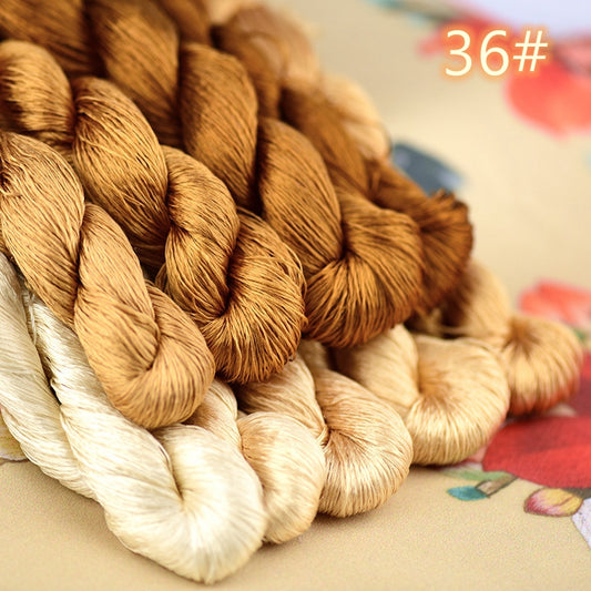 100% Mulberry Silk Embroidery Thread Skeins, Brown, Orange colors