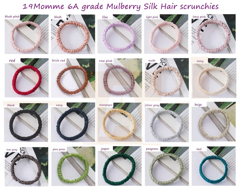 100% Mulberry Silk Scrunchies , 30 colors - Awulook