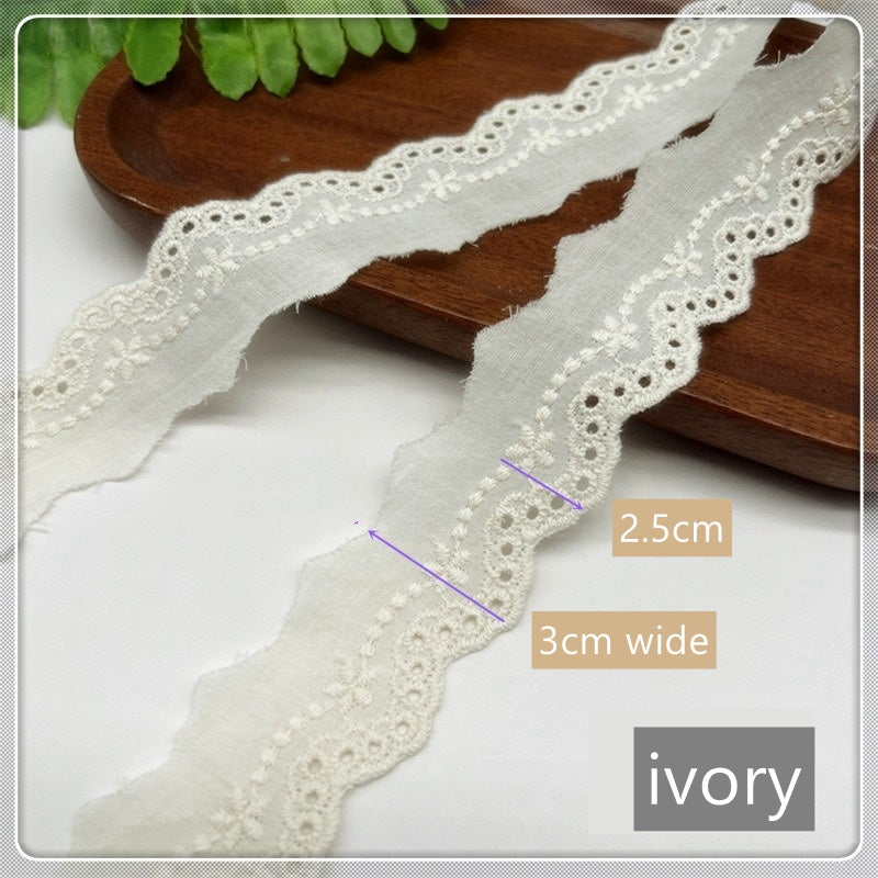 Cotton Lace Trim, Eyelet Embroidery Cotton Lace, DIY Lace Scrunchie