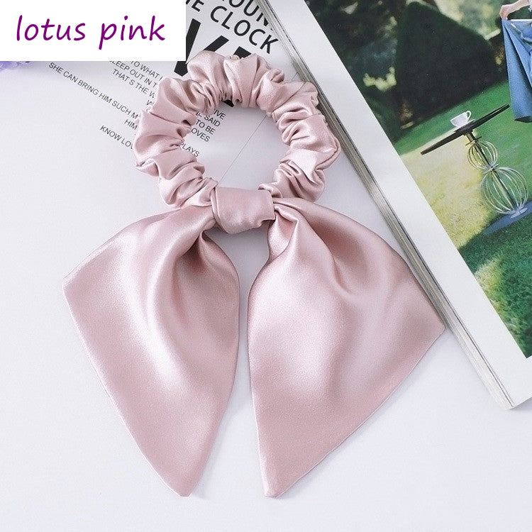 100% Silk Hair Scrunchies with Bow - Awulook